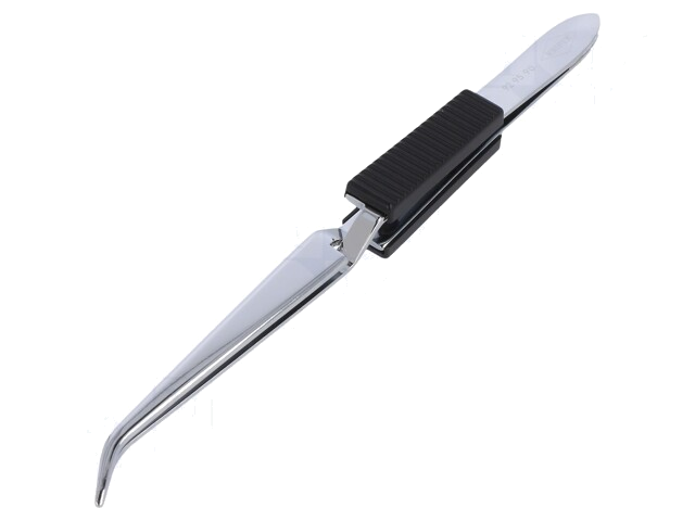Pincet; 160mm; Bladen: gebogen; De vorm van de punt: plat Pincet; 160mm; Bladen: gebogen; De vorm van de punt: plat